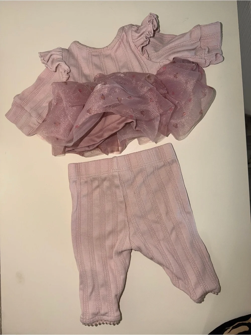 Disney Baby Light Pink Knit Tutu Top with Gold Accent